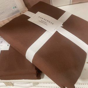 PARACHUTE 100% Percale Cotton Duvet Cover FULL/QUEEN Raisin Color